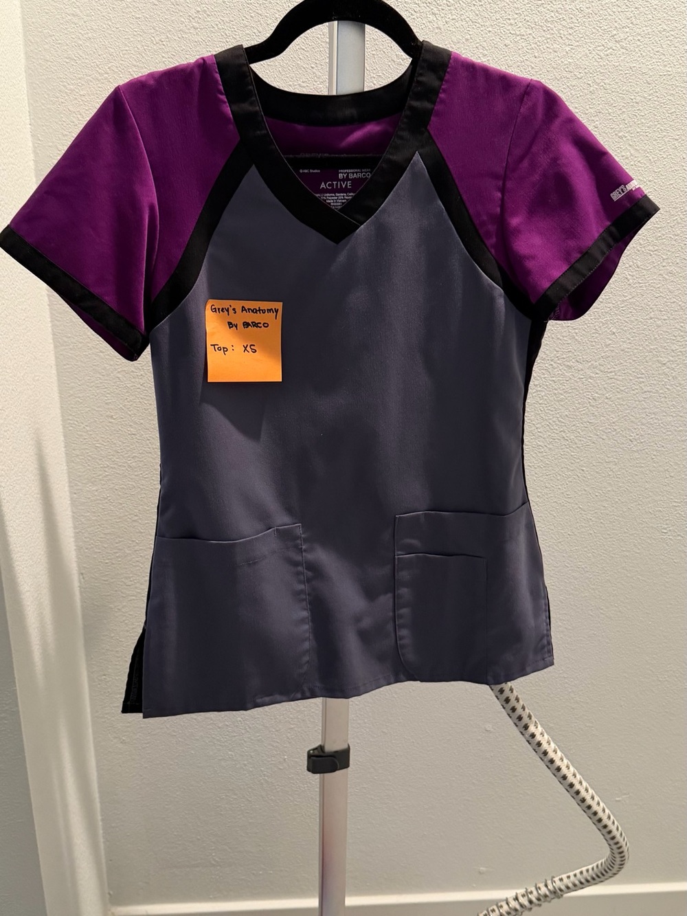 Grey's Anatomy Kids V-Neck Scrub Top - Purple & Gray